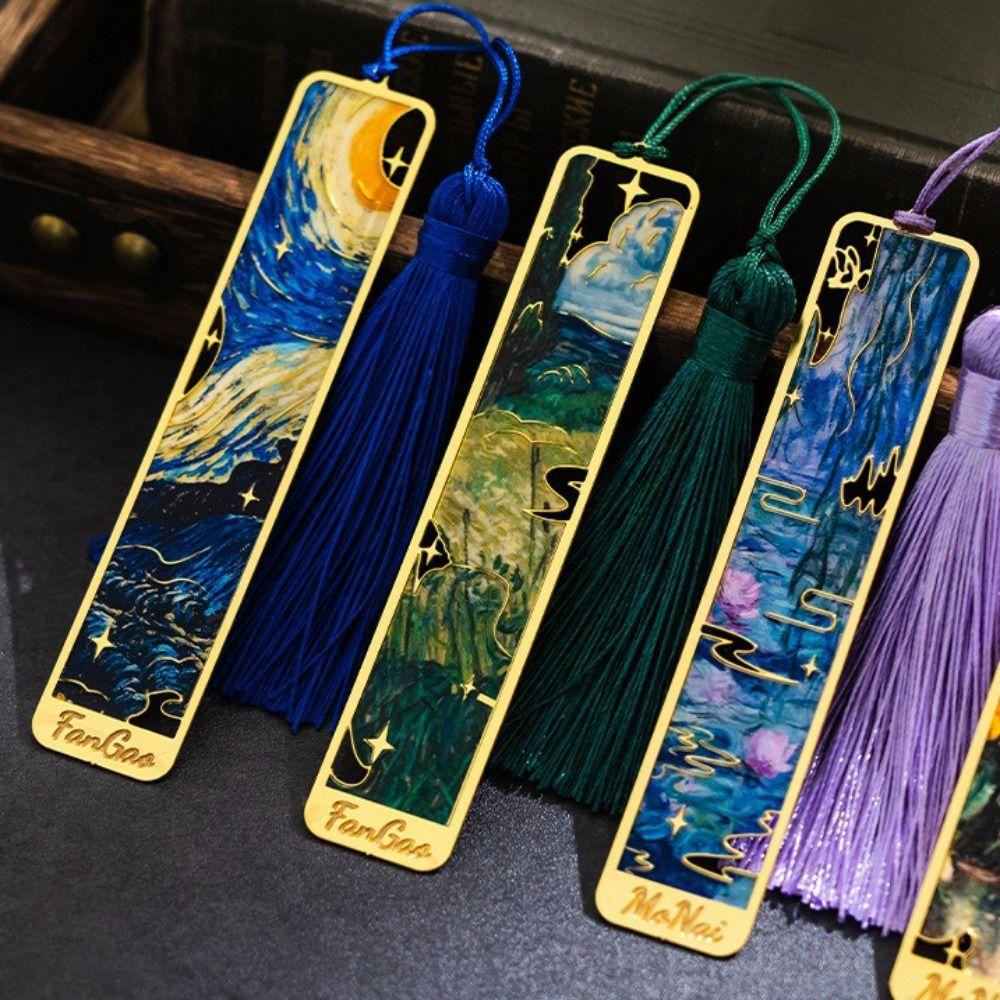 Oil Painting Metal Bookmark Metal Book Page Marker Multifunctional Reading Book Clip  Gifts
