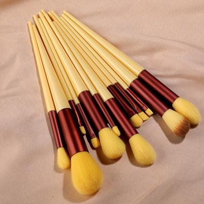 Set di pennelli per il trucco eyeliner, correttore, fard, ombretto, illuminante, fondotinta, cosmetici, strumenti di bellezza, 13 pezzi, giallo - senza sacchetto, 13 pezzi