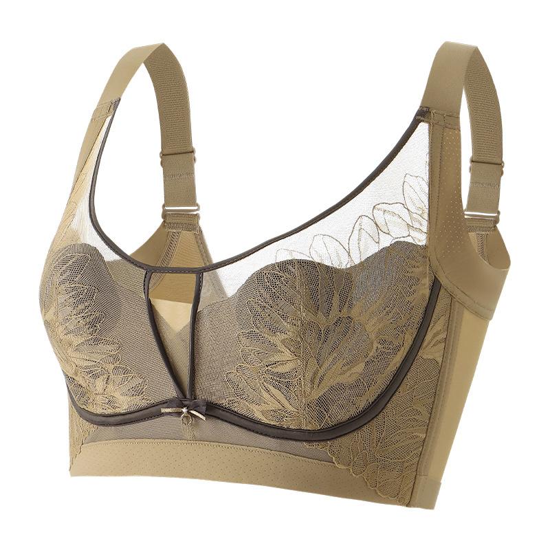 

Французское латексное нижнее белье Хрустальная чашка Дизайн с тонкими ушками кролика Сборка Вместе Предотвращение провисания Бюстгальтер большого размера Аксессуар для сбора груди Молоко 44/100D коричневый