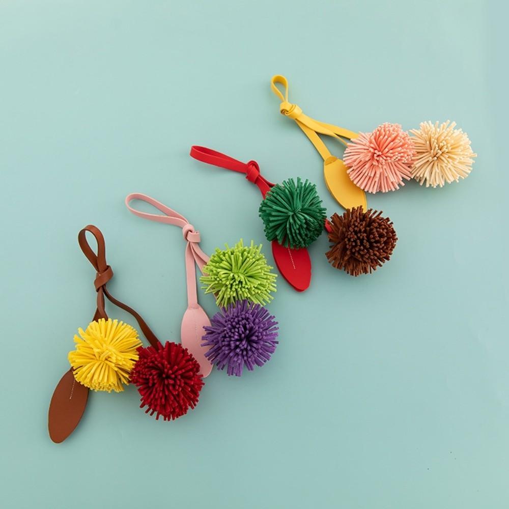 Chrysanthemum Leather Flower Keychain Handmade PU Floral Keyring PU Leather Flower Pendant  Women