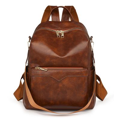 Ladies' Backpack Soft Leather, Large-capacity Student Schoolbag and Travel Bag