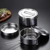 Potravinářská nerezová ocel 304 kulatý obědový box pro studenty, kancelářské pracovníky, obědové boxy s víčky, venkovní kempingové obědové boxy