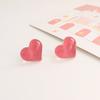 Jelly Color Pink Heart Stud Earrings for Women Trendy Cute Acrylic Earrings Girls Sweet Romantic Party Jewelry