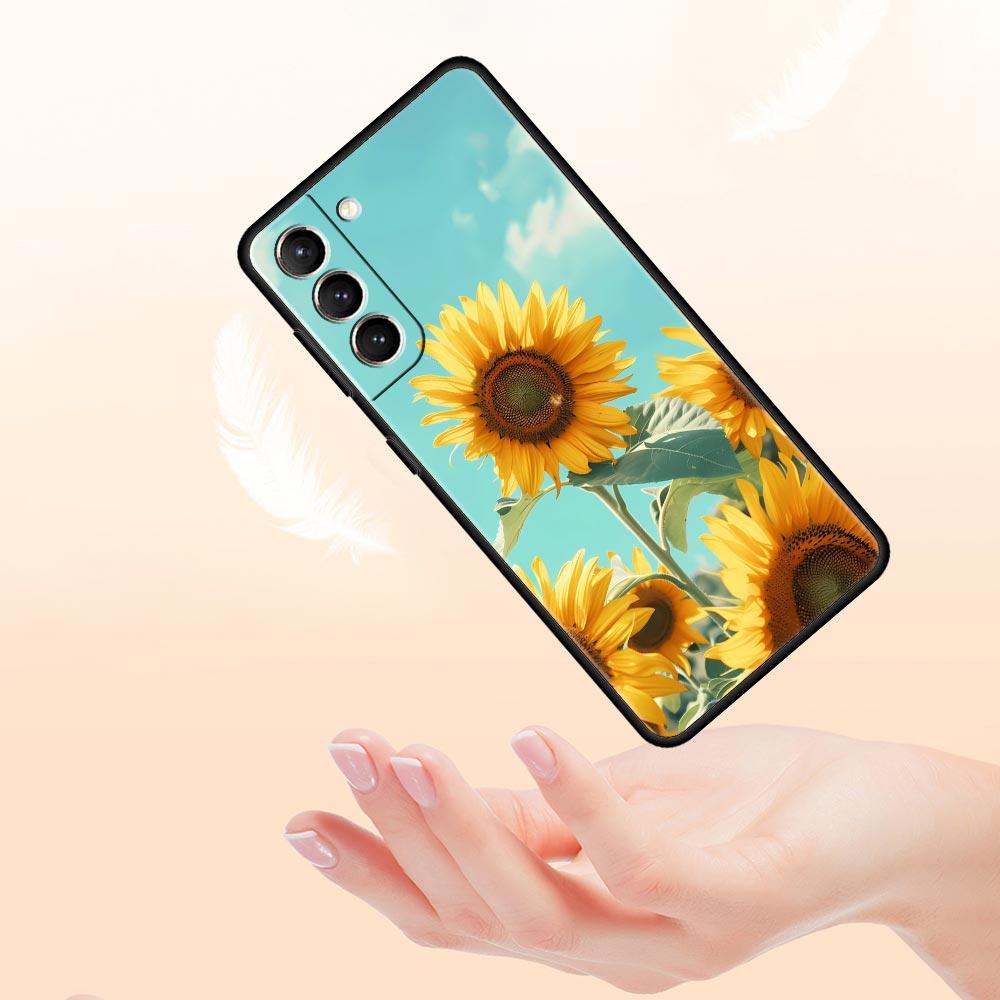 Beautiful Yellow Sunflower Phone Case For Samsung Galaxy S26 Ultra S25 Plus S24 FE S23 S22 5G S21 S20 Cover Black Soft