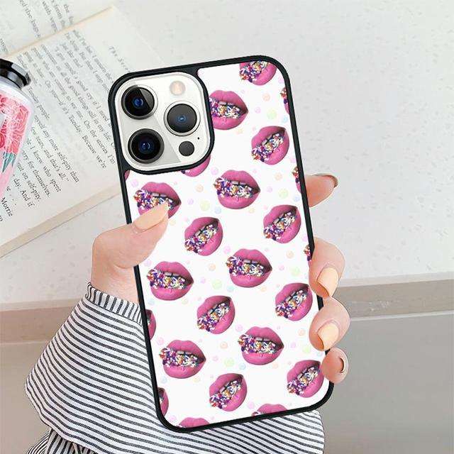 Sexy Mädchen Dame Rote Lippen Handyhülle Für iPhone 17 Air 16 15 14 plus 12 13 Pro max Weiche Stoßfängerhülle Cover coque