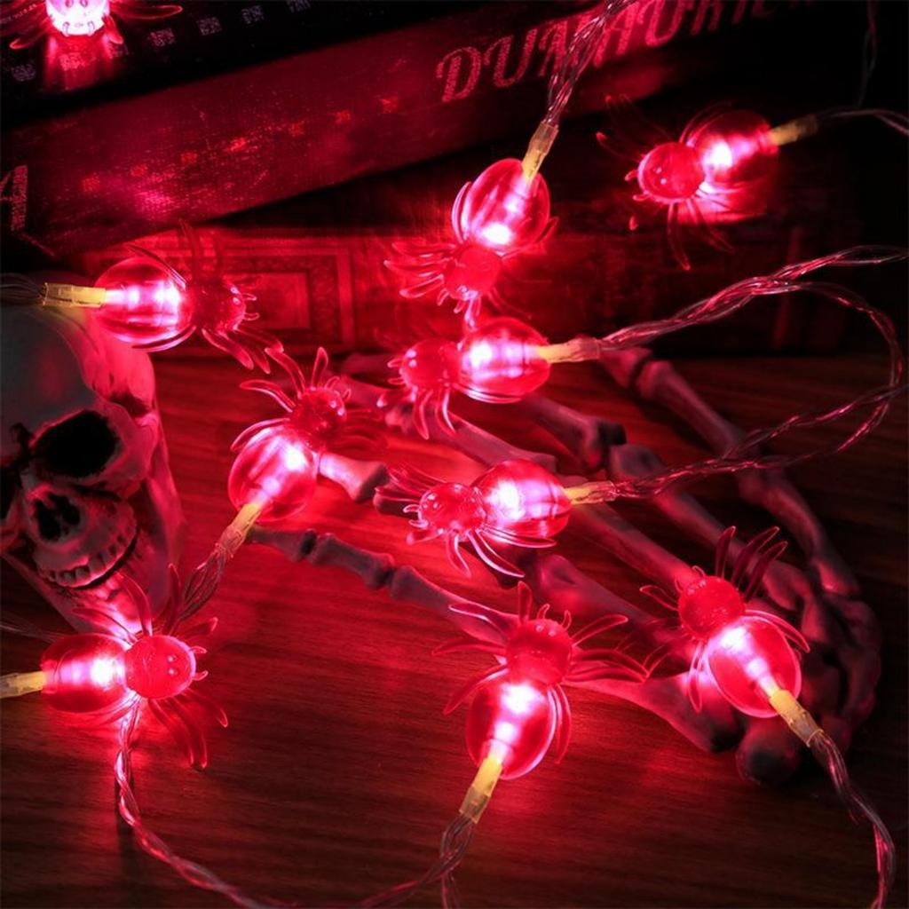 1pc Transparent Spider 20LED String Lights Battery Powered Outdoor Hanging Lights For Haunted House Window Halloween Decoration