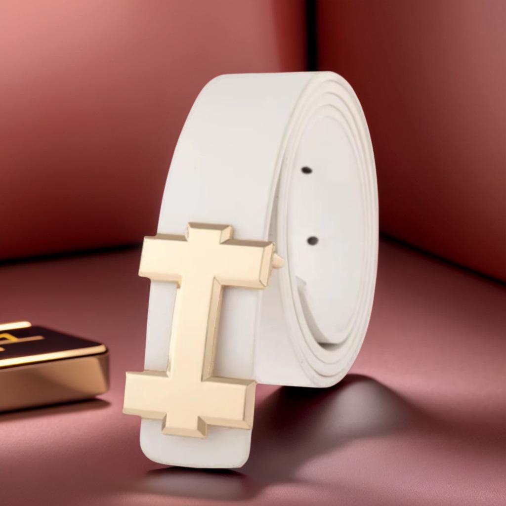 Alloy T-Bar Buckle Men's Leather Belt - Korean Minimalist Fashion