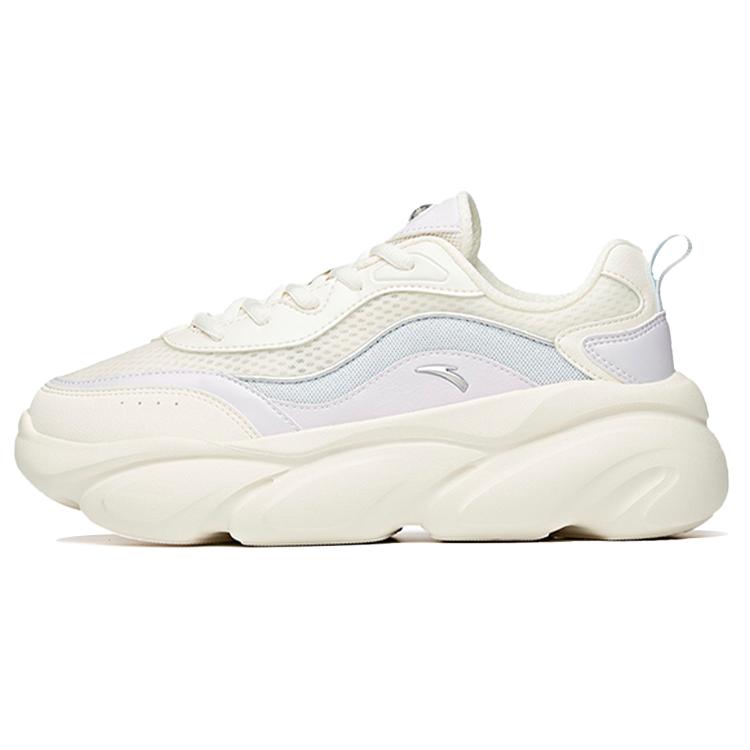 New Anta Claw Cushioning Anti Slip Wear Resistant Breathability Low Top Chunky Sneakers Women's White Purple Gray 922358894-5