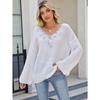 Autumn Winter Loose Casual Sequins Patchwork Fashion Sweater Women V-neck Bottomed Knitting Pullover Top
