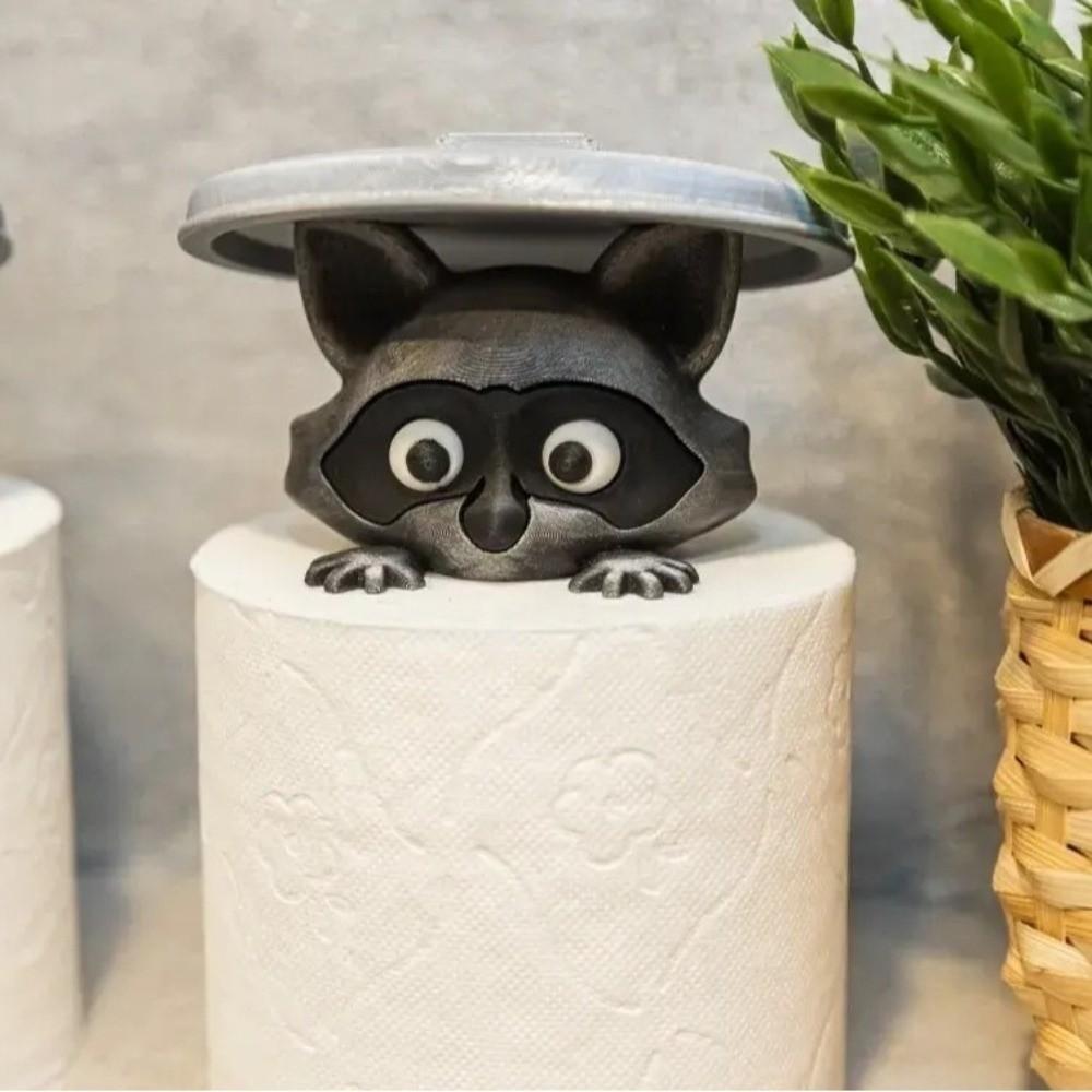 Cute Raccoon Paper Towel Holder Nifty Creative Ornaments Toilet Roll Holder 3D Printing Toilet Paper Holder for Bathroom