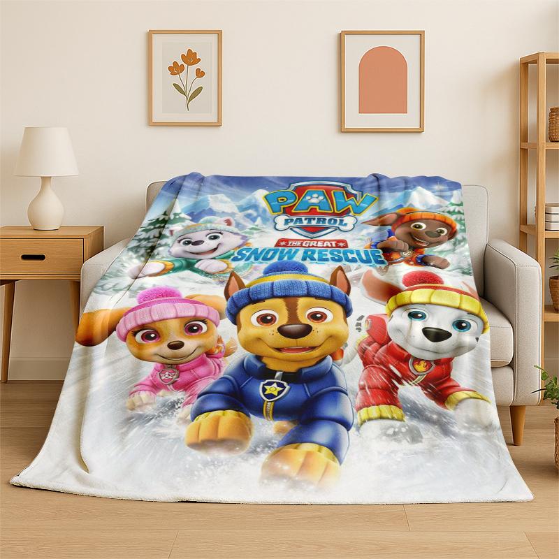 Cartoon P-Patrol Cute Dog Flannel Blanket Soft Warm Throw Blanket for Bedroom Living Room Bed Travel Camping Picnic Gift kids