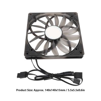 140mm ARGB PWM Fan Ultra Thin Fan Speed 300‑1100RPM 76.5CFM Hydraulic Bearing Silent Computer Case Fan 15 Blade ABS for Office