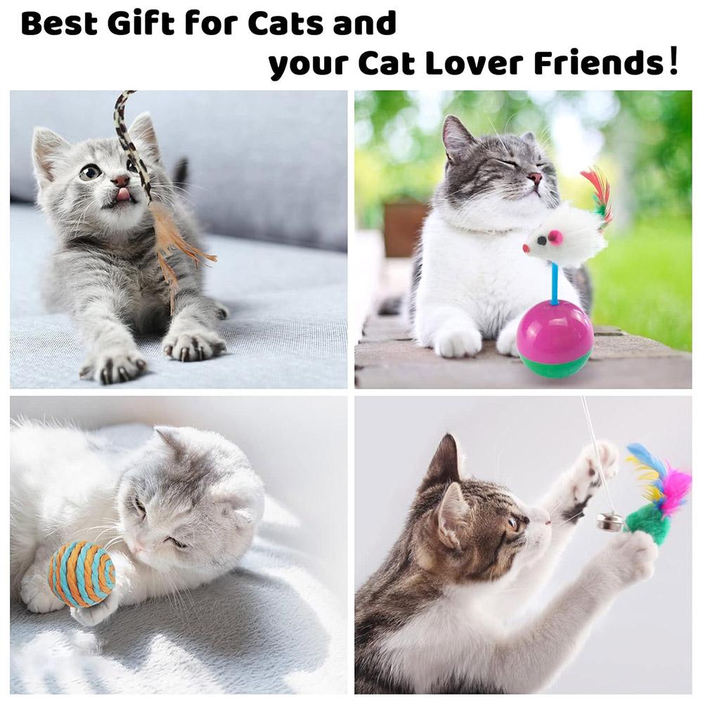 20Pcs/Set Cat Toys Set with Collapsible Rainbow Tunnel Interactive Cat Feather Mouse Crinkle Balls Toy