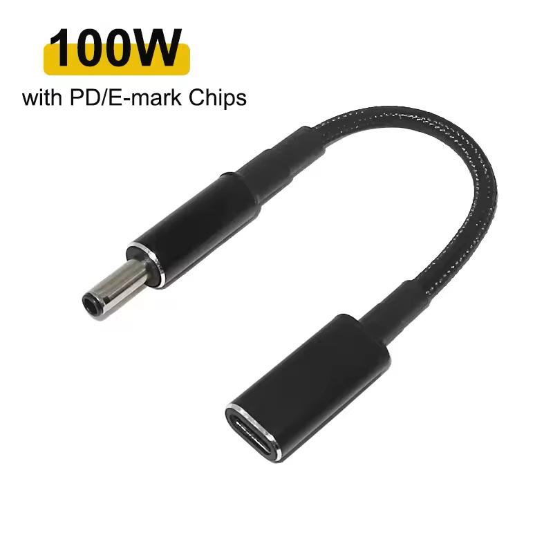 Type C to 4.5x3.0mm Plug Converter 100W USB C PD Fast Charging Cable for HP Dell Laptop Charger Adapter Connector Cable Cord
