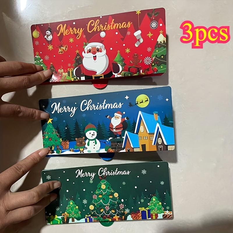 1/3pcs Christmas Cash Gift Card Holder 10 Grid Dollar Bill Cardboard Divider Holiday Party Supplies Game Cards Festive Money Bag