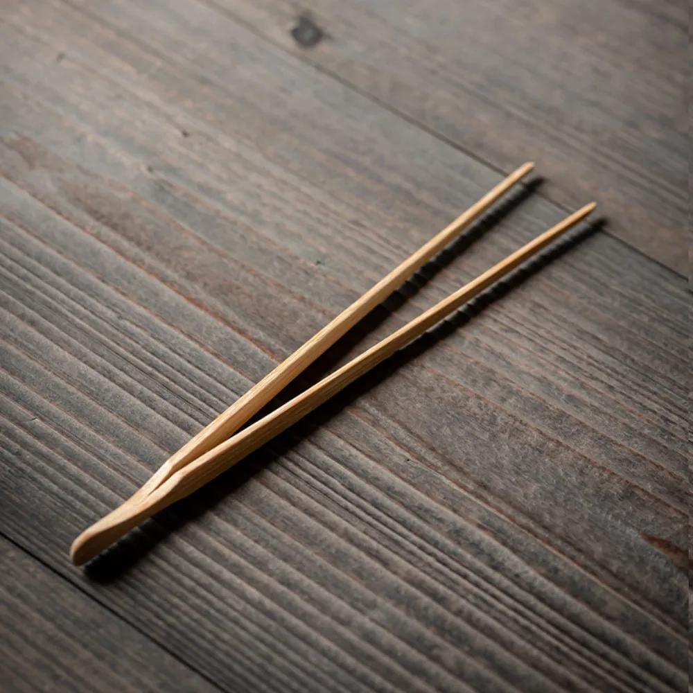 New Bamboo Wood Tea Clips Safe Straight Tea Utensil Tweezer Durable Food Toast Salad Tongs Kitchen