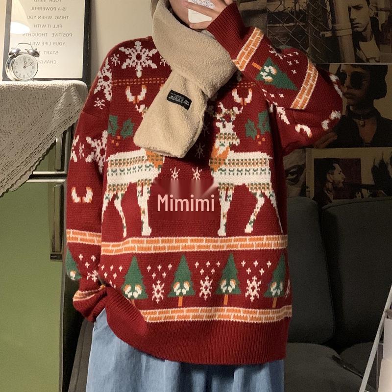 Men's Trendy Hong Kong Style Winter Christmas Loose Knit Pullover Sweater - Couple's Outfit