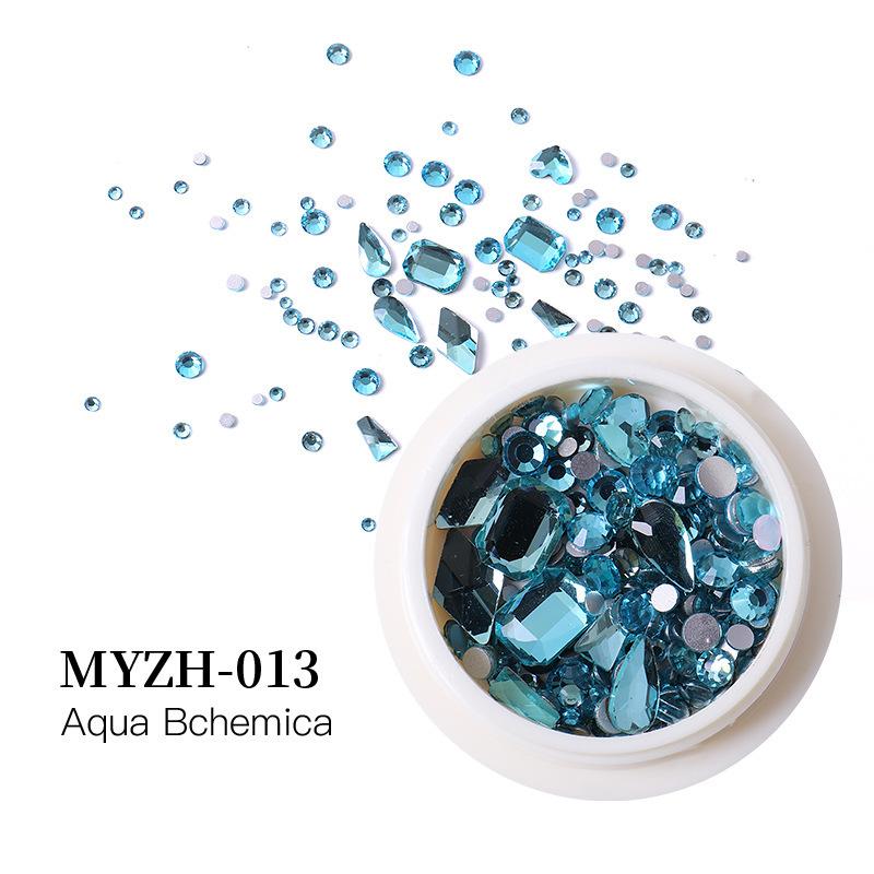 Round Box Nail Art Jewelry Glass Round Diamond Special-Shaped Diamond Flat Bottom Diamond Nail Art Diamond Jewelry Mixed