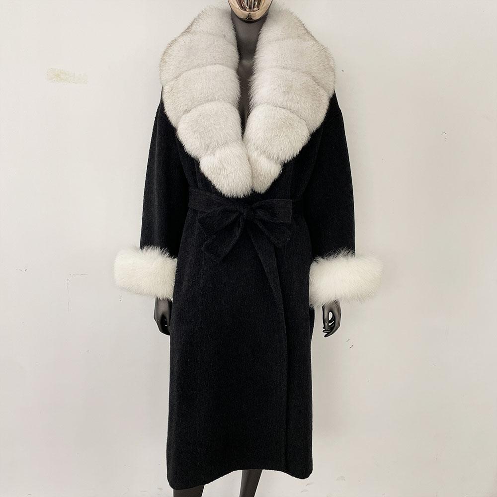 OFTBUY Wool Coat Women 2024 Autumn Winter Real Fox Fur Jacket Female Long Warm Natural Fox Fur Collar Fur Cuffs Coat Woolen Coat