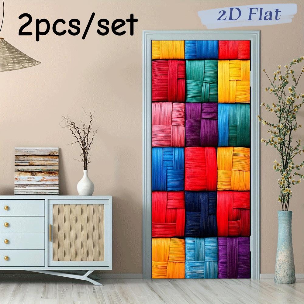 

2pcs colorful woven texture decorative wall, with a variety of bright colors paired with classic woven patterns, easily creating (as the picture,38.5x200cmx2)