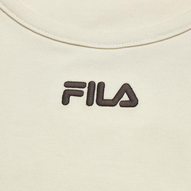 Fila Original Fashion Simple Classic Retro Sports Casual Versatile Comfortable Round Neck Slim Fit Long Sleeve T-Shirt Women Tops Khaki F11W619214FBG