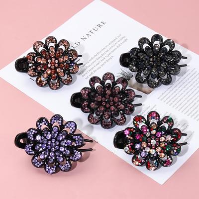 Hair Claws Headwear Accessories Rhinestone Hair Clip Hairpins Dovetail Duckbill Pins Crystal Flower