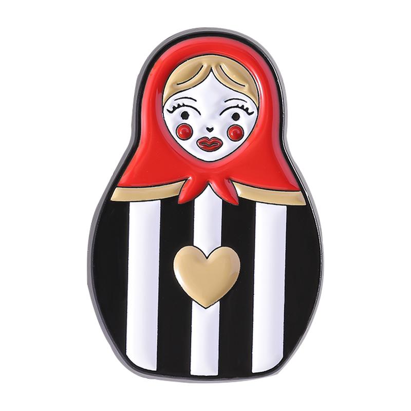 

Russian Red Baby Enamel Pins Custom Tumbler Doll Brooches Lapel Badges Clothes Funny Jewelry Gift for Kids Friends