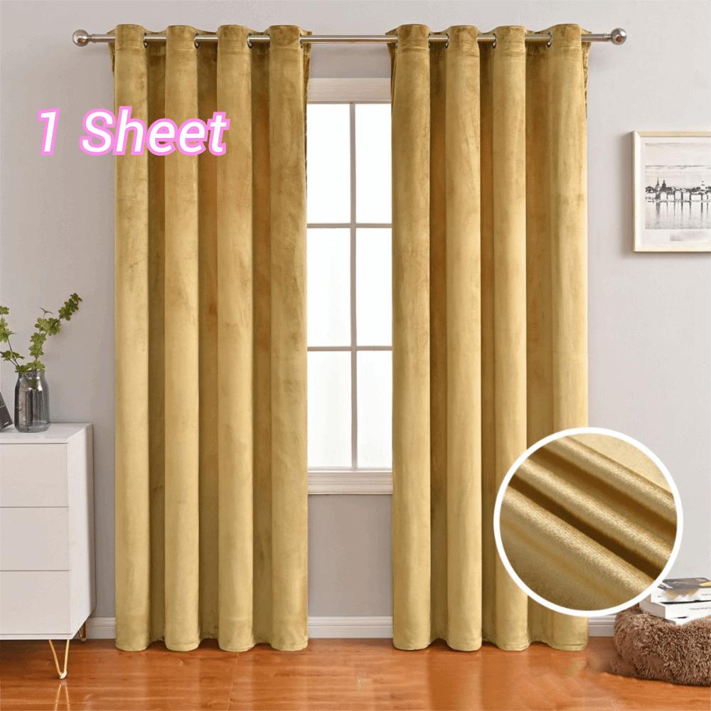 Light-blocking Velvet Curtain Solid Color Noise Reducing Blackout Curtains No Drilling Soft Texture Touch Window Drape