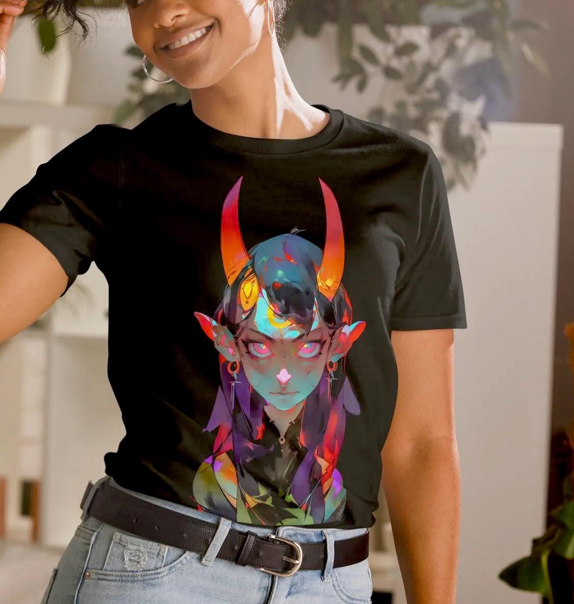 Anime Girl Devil Girl Gothic Horror Kawaii Harajuku Short-Sleeve Unisex T-Shirt Mens Womens Tees Top L
