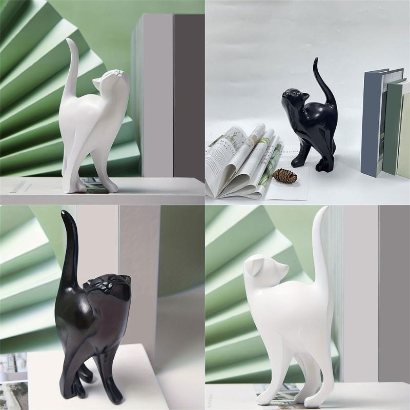 Unique Resins Cats Figurine Artistic Animal Statue Home Accent Decors Perfect Gift for Kitten Owners and Collectors