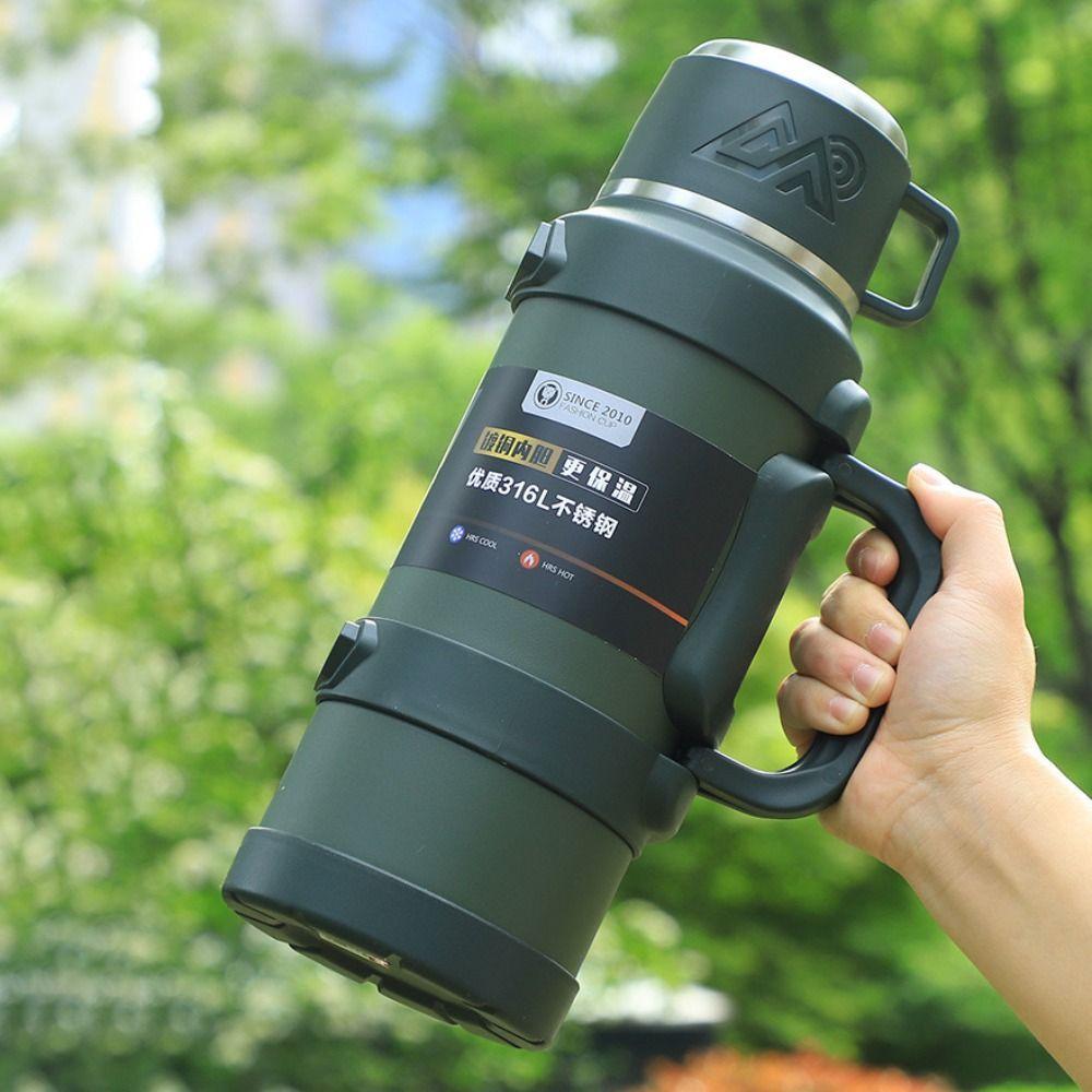 316 Stainless Steel Camping Vaccum Flask Foldable Handle Thermal Mug Durable Sport Bottle Outdoor