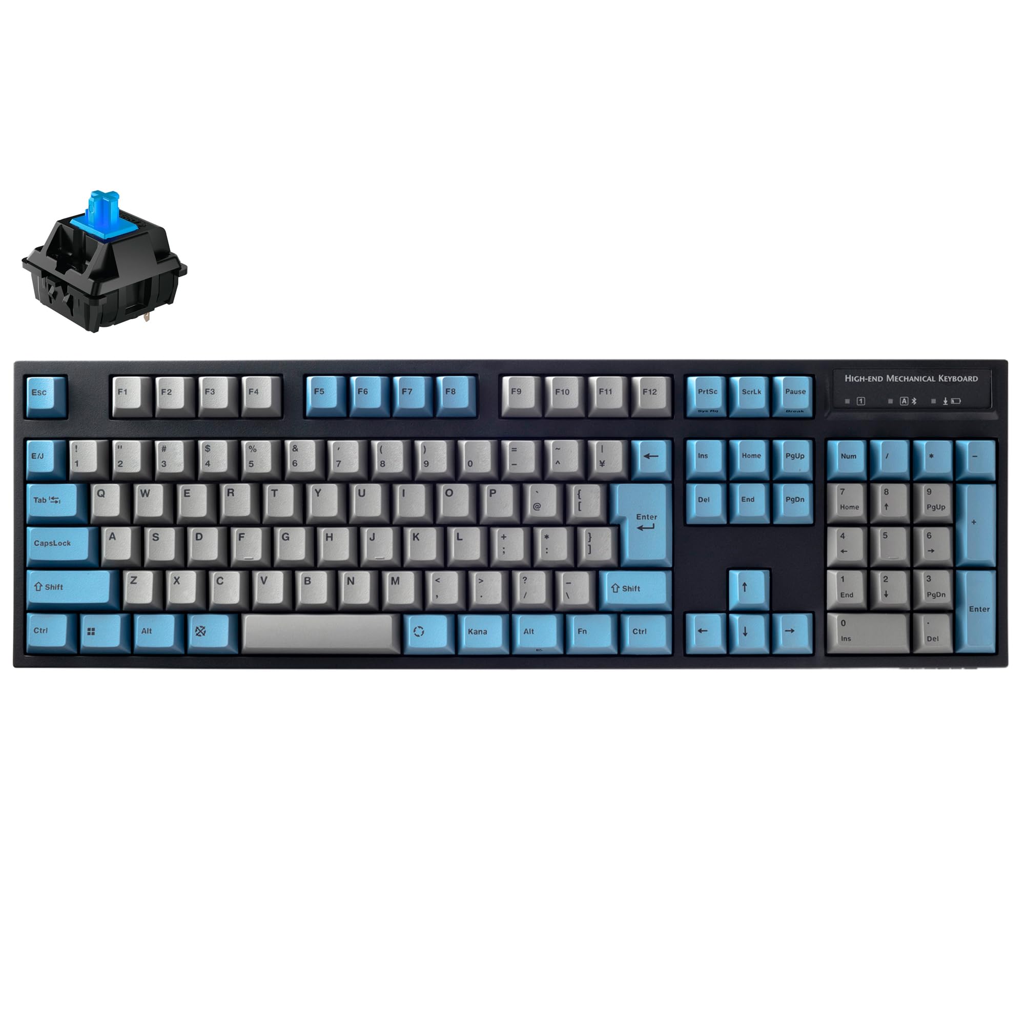 

LEOPOLD FC900RBT GRAYBLUE Japanese layout Full 108 keys Key switch hot swap compatible AAA battery powered Latest CHERRY MX2A switch Bluetooth/USB-C