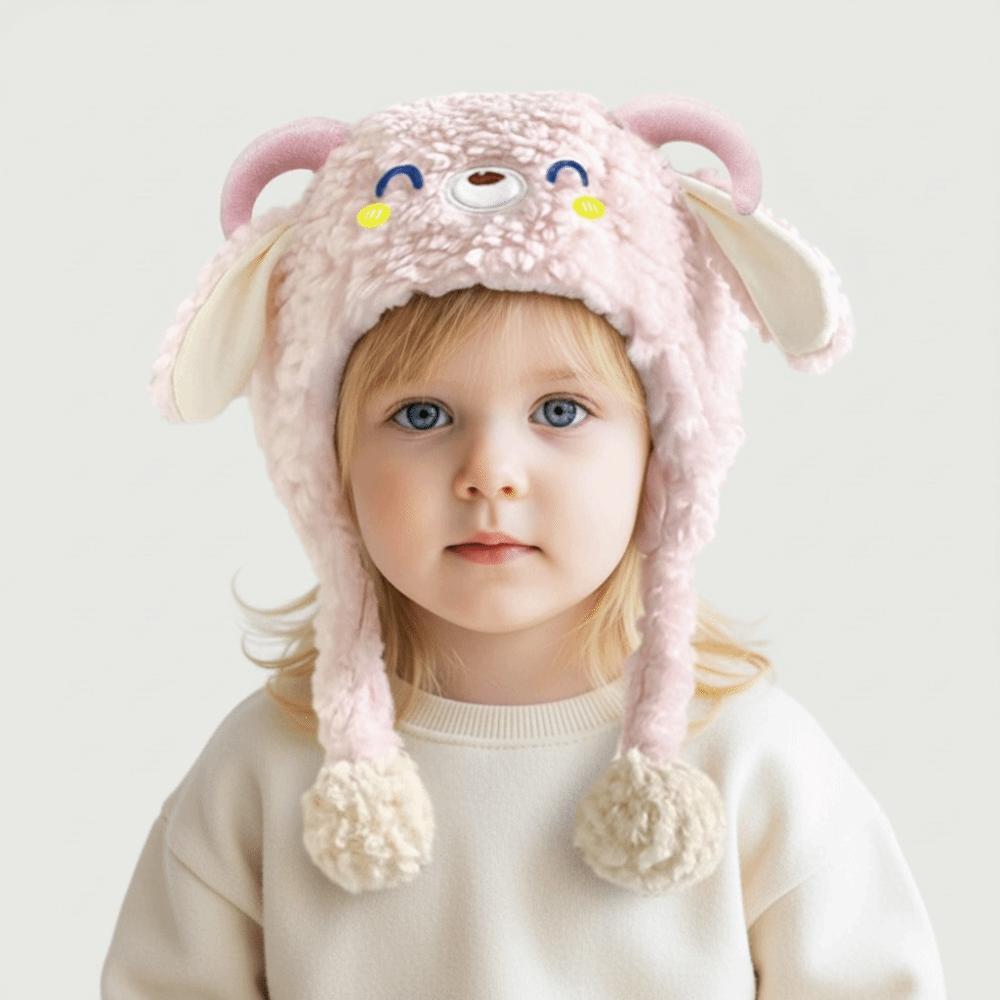 Thickened Lamb Beanie Caps Kawaii Children's Pullover Hats Winter Warm Hat  Outdoor Activities