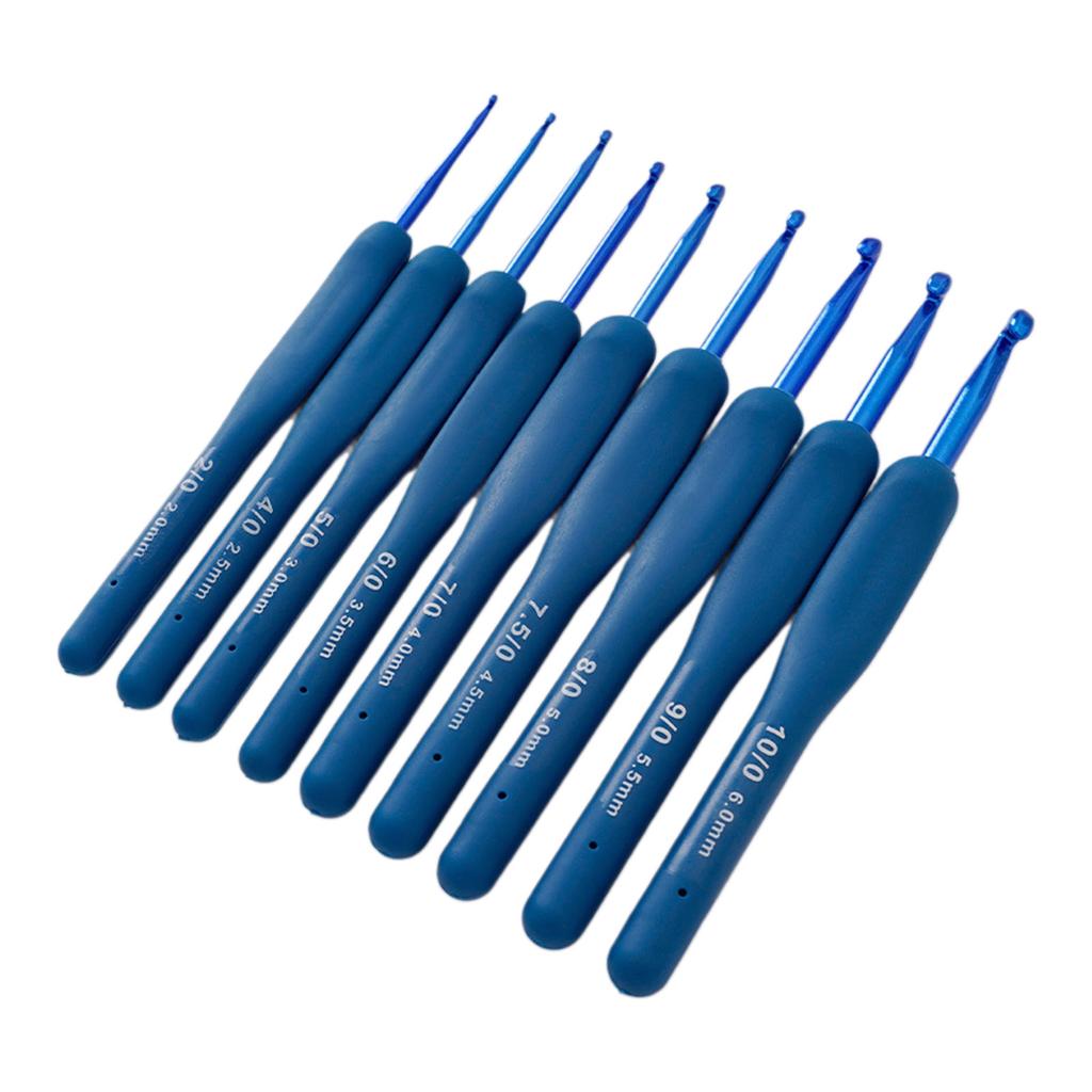 9Pcs Ergonomic Handle Crochet Hook 2MM-6MM Ergonomic Crochet Needle Long Handle Crochet Hook for Beginner Hobbyist