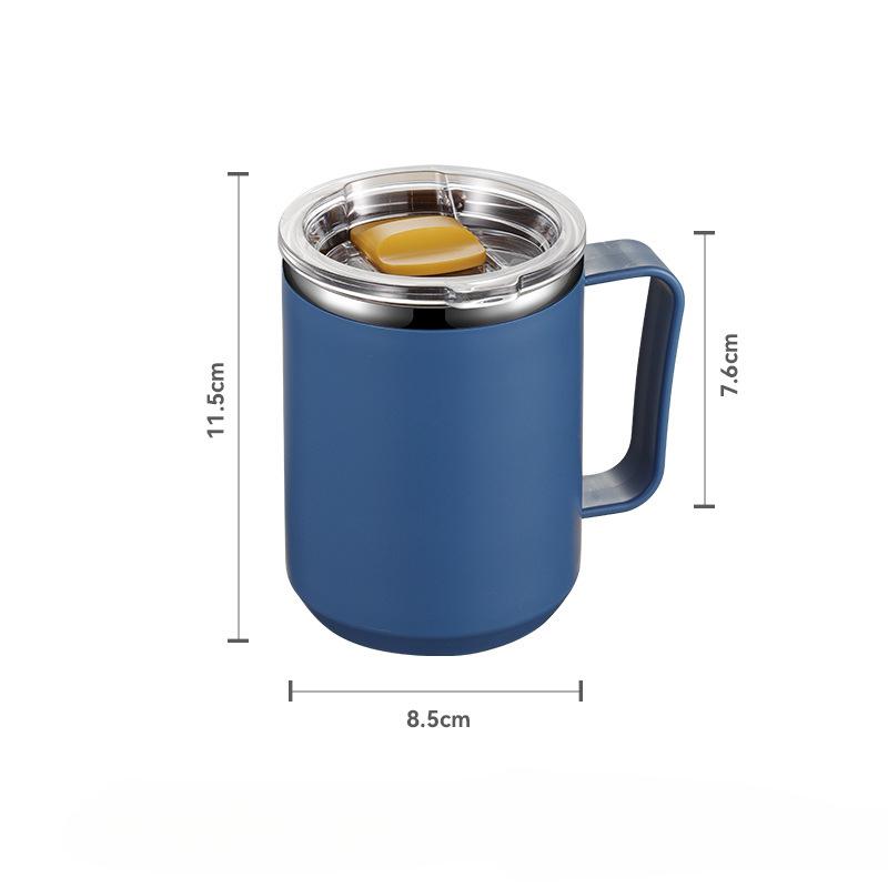 

304 Stainless Steel Coffee Mug With Lid Portable Leakproof Drinkware Office Tea Milk Cup Set With Handle 450ml Cup With Straw 450ml