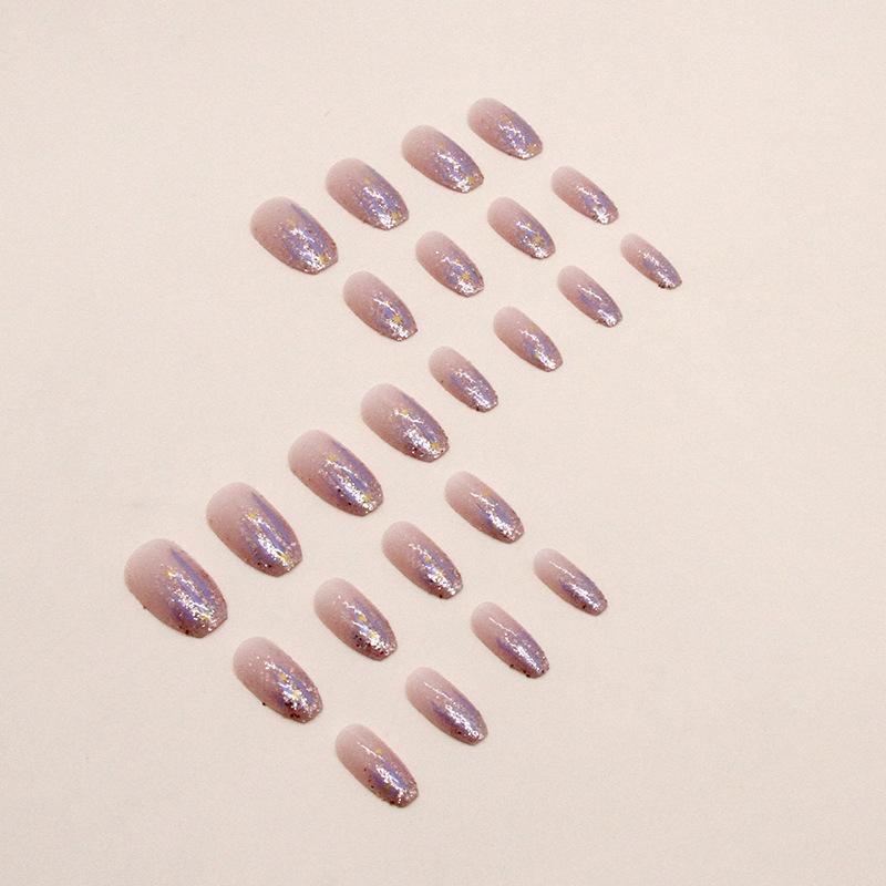 Short Ballet Blast Glitter Pink Purple Sequins Aurora Meteor False Nail Blast Pulp Mangstar Wear Nail False Nail Nails
