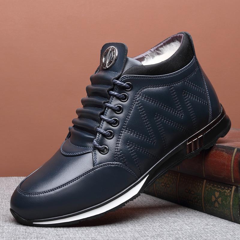 Broken code clearance treatment, winter wool men's cotton shoes, velvet warm men's boots, sports middle-aged casual leather shoes men's shoes