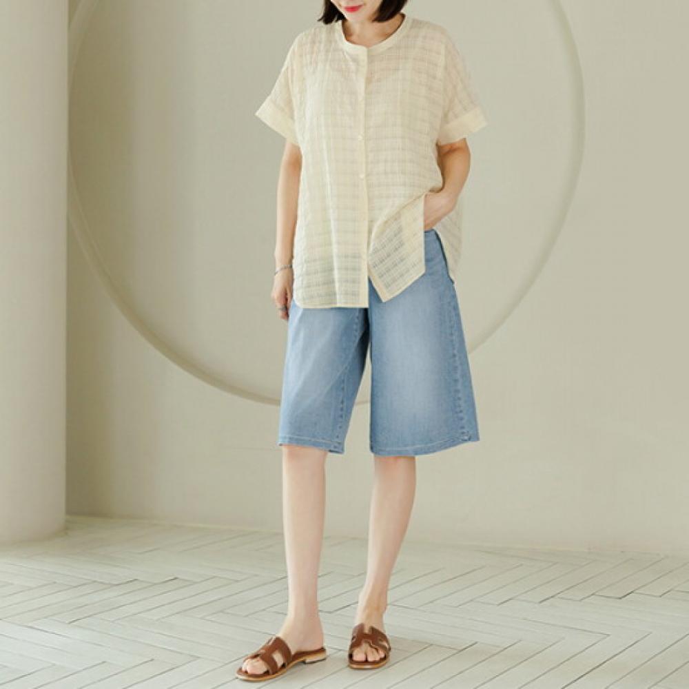 Dedra Women S Slim Fit blouSe Air Linen Slub Check blouSe Tbf9304