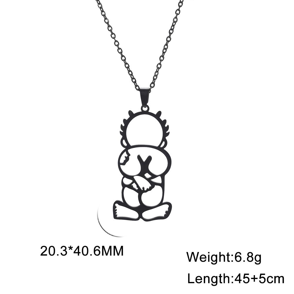 Cazador Stainless Steel Handala Boy Hanzala Pendant Necklaces for Women Men Chain On Neck Gift Jewelry