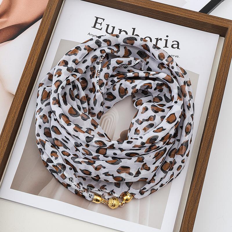 Sciarpa Quadrata in Seta Chiffon con Fibbia Magnetica di Lusso per Donna, Protezione per il Collo, Sciarpe alla Moda per l'Estate
