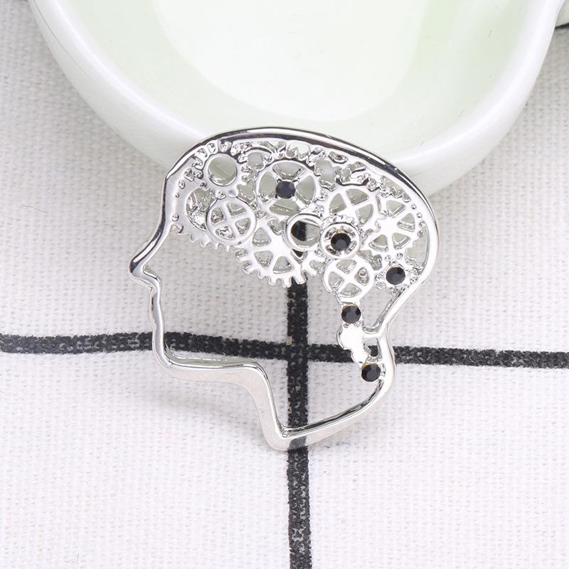 Creative Retro Brain Brooch Alloy Electroplating Personalized Versatile Corsage