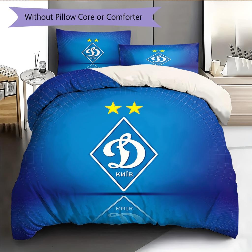 FC Dynamo Kyiv Pattern Bedding Quilt Set Home Decoration Gift (1 * duvet cover + 2 * pillowcase without core)