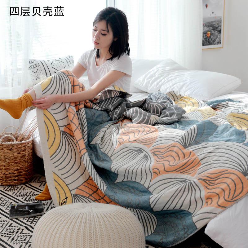 HOLAROOM Baumwollgaze-Handtuch-Musselin-Decke Überwurf Plaid Print Decken Erwachsene auf dem/Bett/Sofa/Flugzeug/Reise Tagesdecke Bezüge