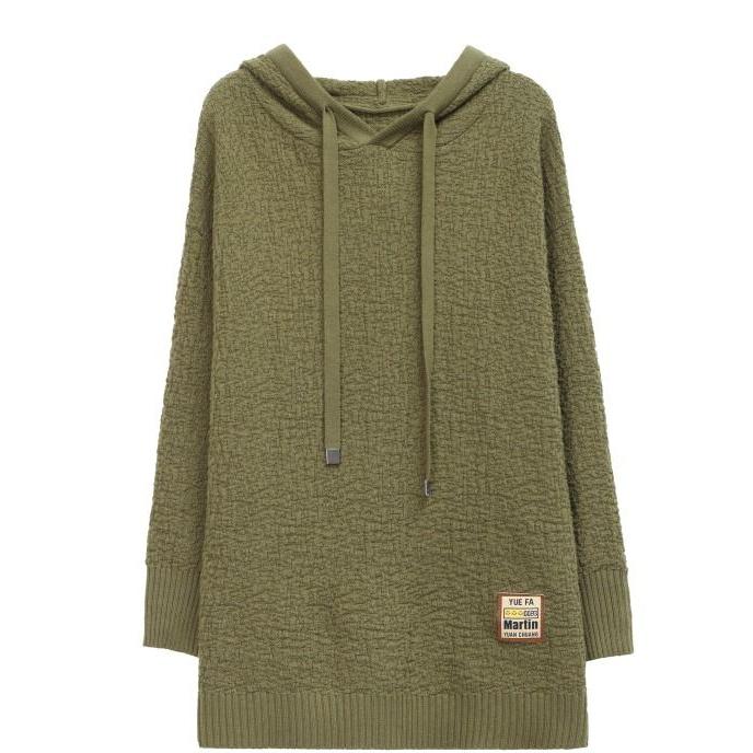 Autumn Winter Large Size Women Sweaters Korean Loose Pullovers Female Mid Hooded Knitted Sweater