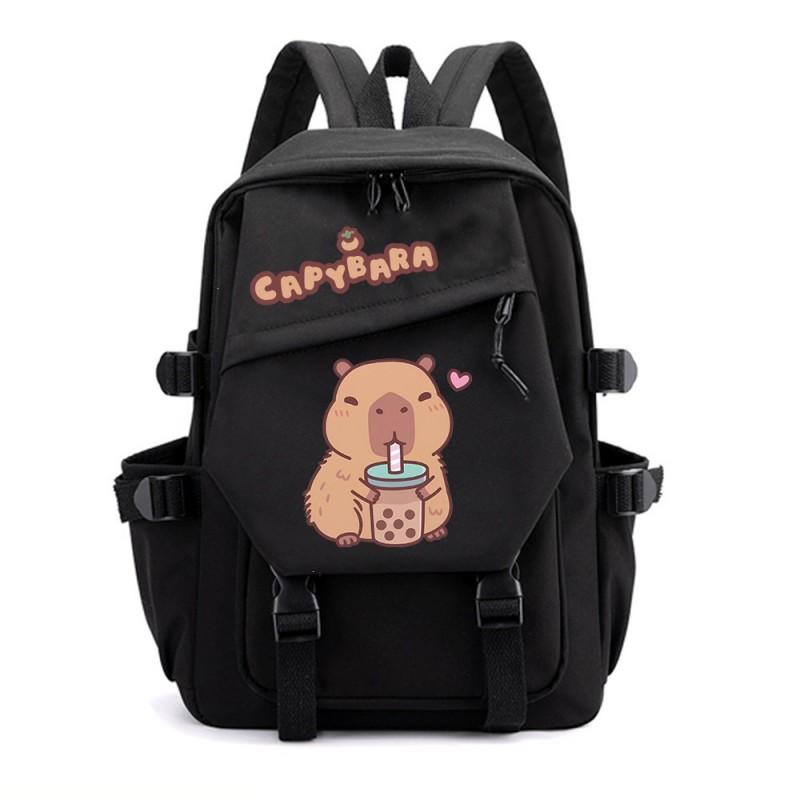 Capybara Cartoon School Backpack Teen Students Lightweight Nylon Dual-Shoulder Bag Campus Travel Study Unisex