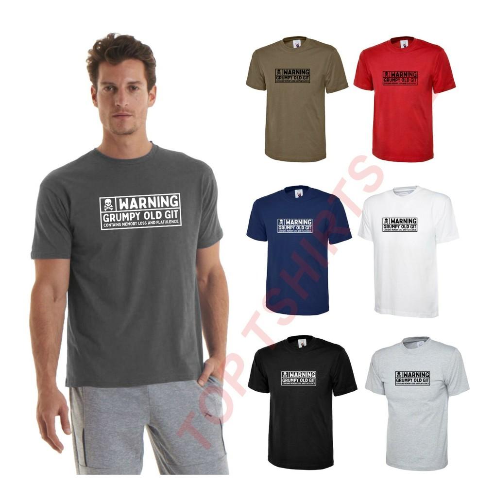 

Mens WARNING GRUMPY OLD GIT Funny Slogan T Shirt Novelty Joke Rude OLD MAN Top L