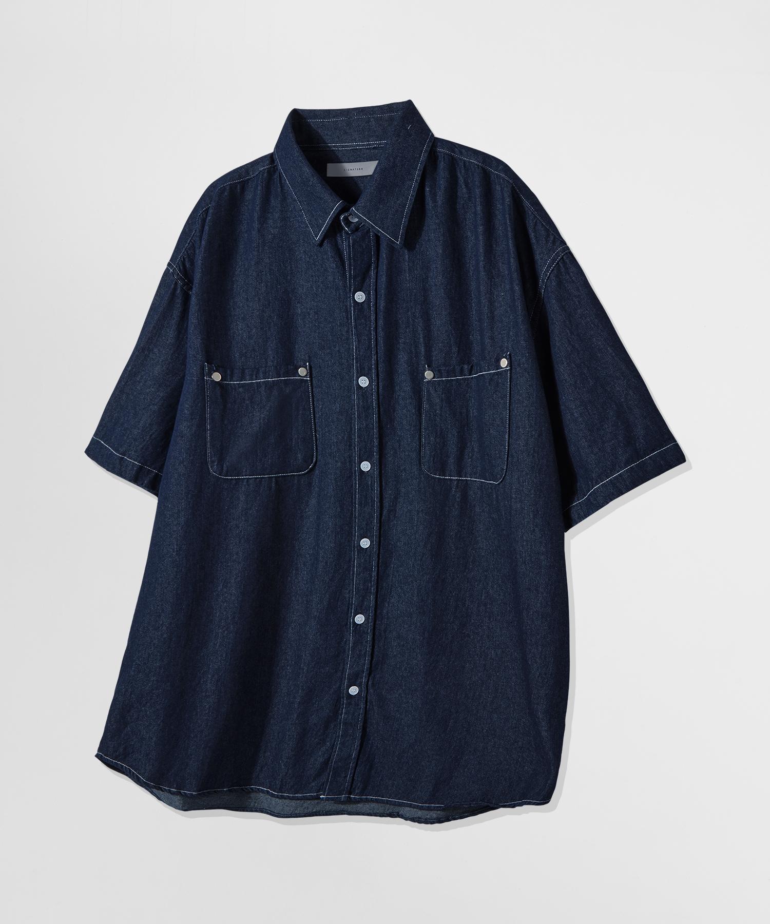 Signature Two-Pocket Riveted Denim Half Shirt [Indigo] Indigo/L