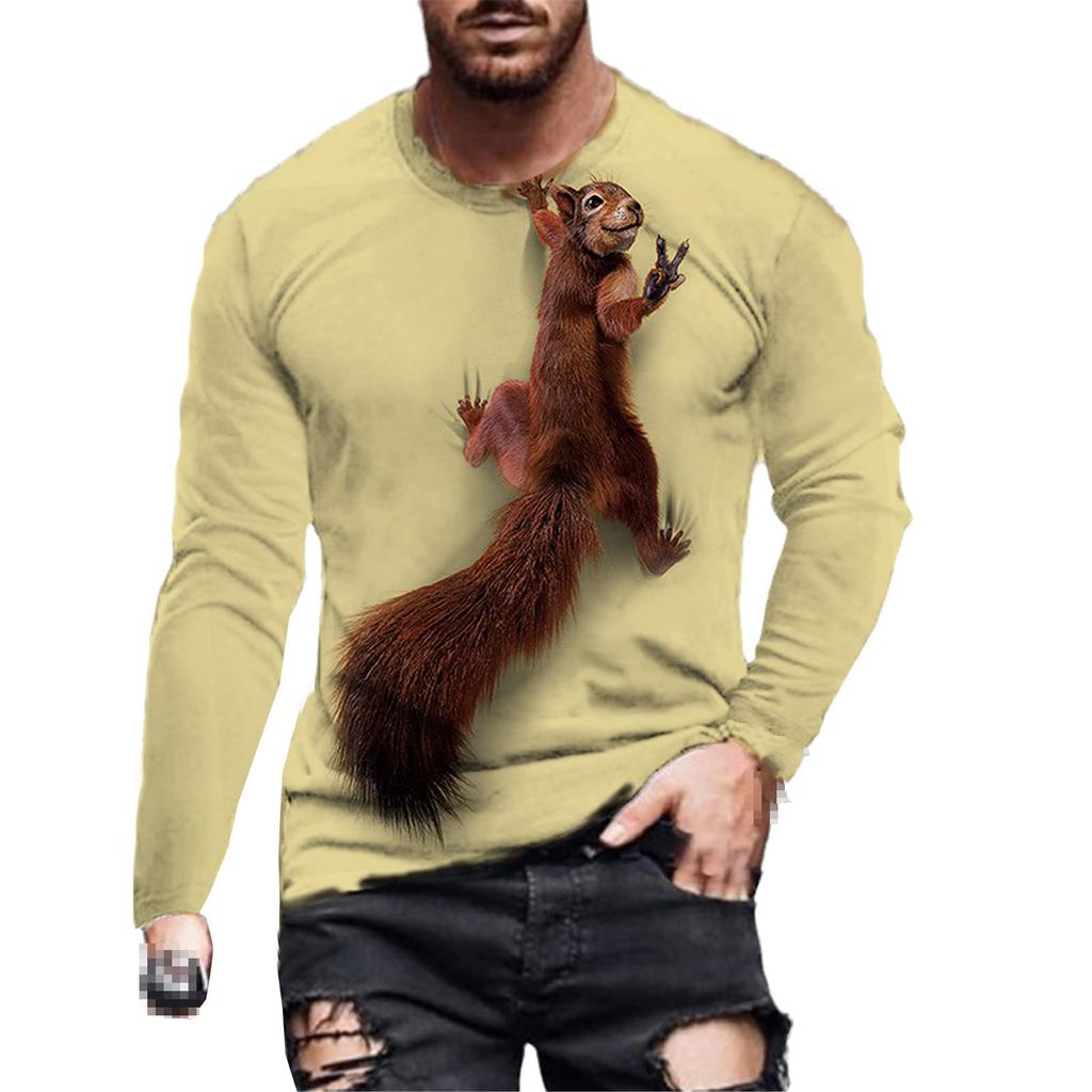 Squirrel 3D Print T-Shirts Men Woman Casual Round Neck Long Sleeve T Shirt Streetwear Harajuku Pullovers Tees Tops Kids Clothing
