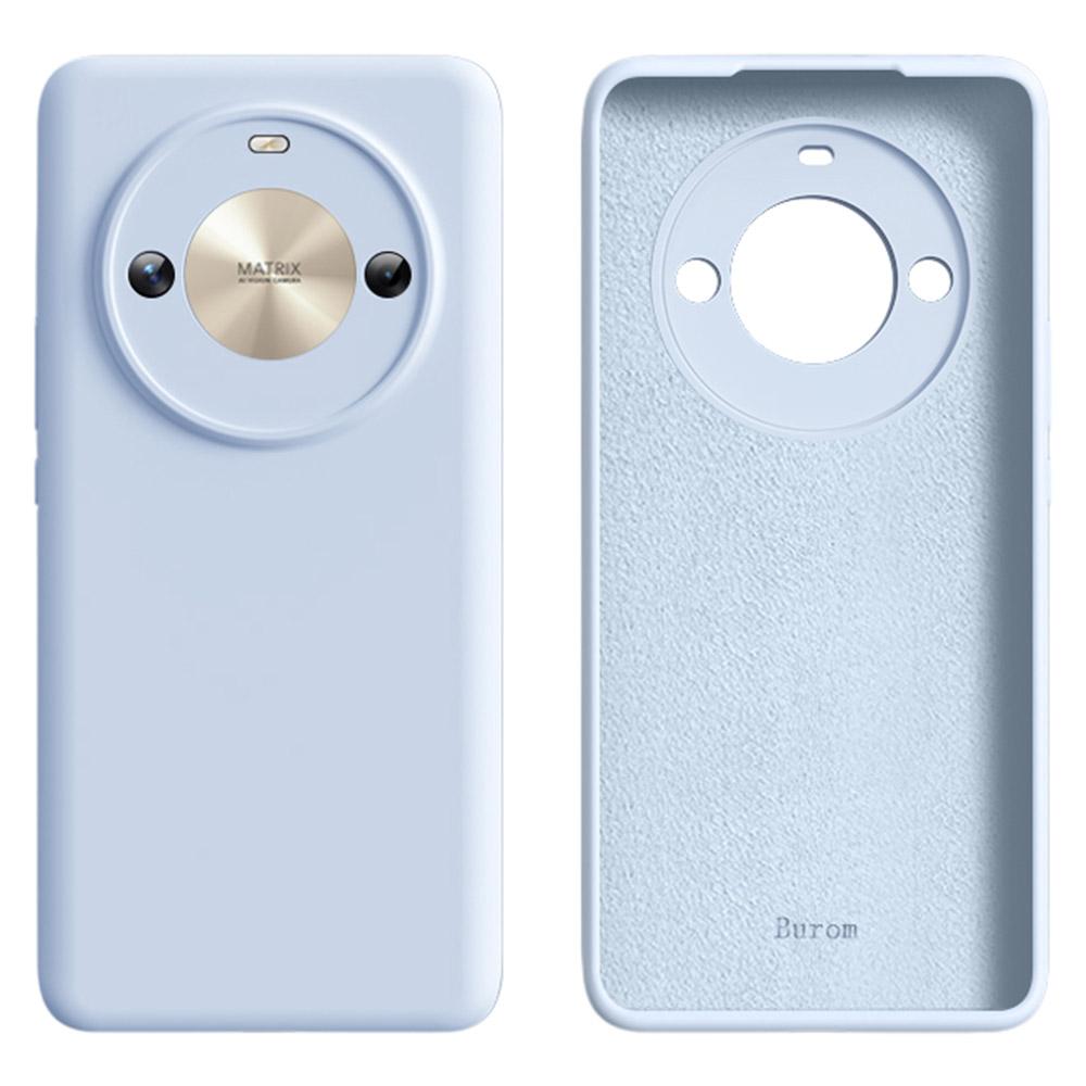 

For Honor X50 Pro 5G Case Precise Cutouts Liquid Silicone+PC Shockproof Phone Cover Baby Blue