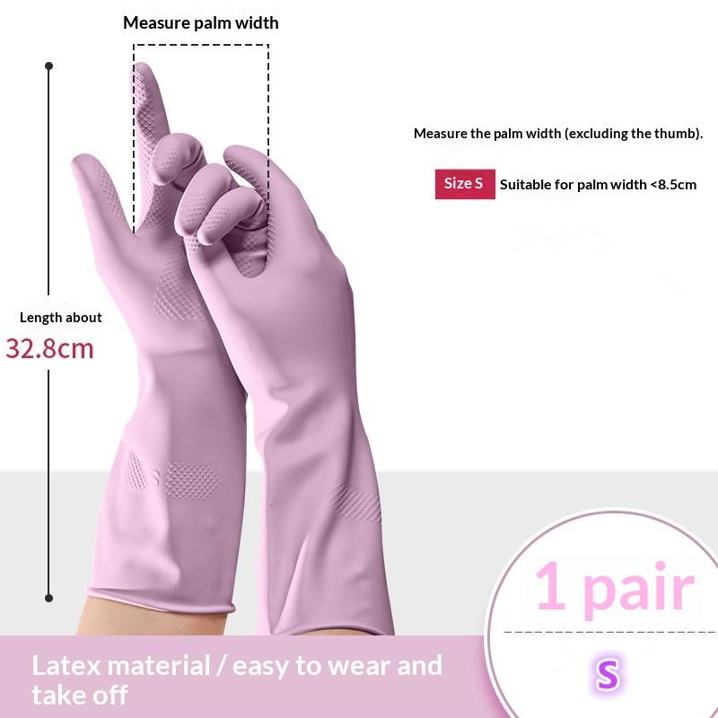 Waterproof Dish Washing Gloves 1 Pair Durable Reusable Latex Rubber Gloves for Home Kitchen Bathroom Car Washing S